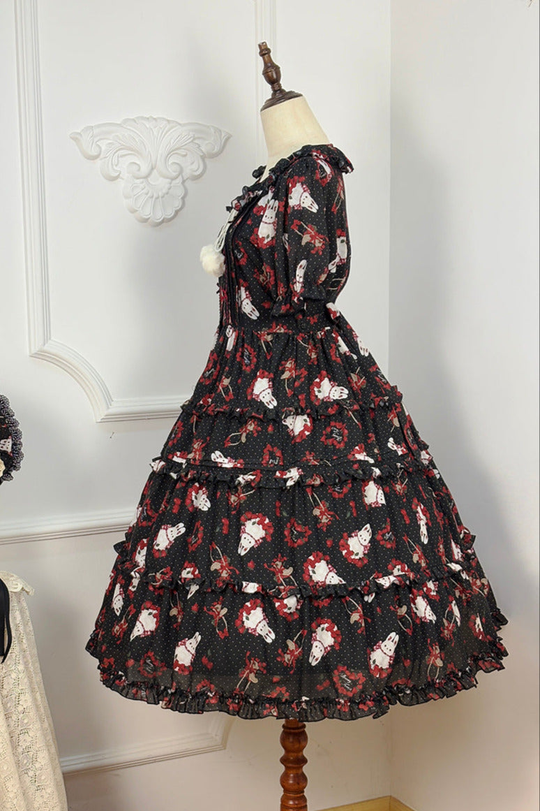 [Pre-order Deadline: January 31] Forest Berry Rabbit Series Daily Puff Sleeve Dress