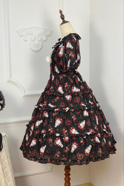 [Pre-order Deadline: January 31] Forest Berry Rabbit Series Daily Puff Sleeve Dress