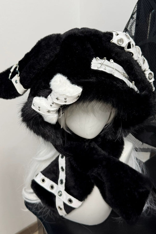 Dark Fur Bunny Ear Hat