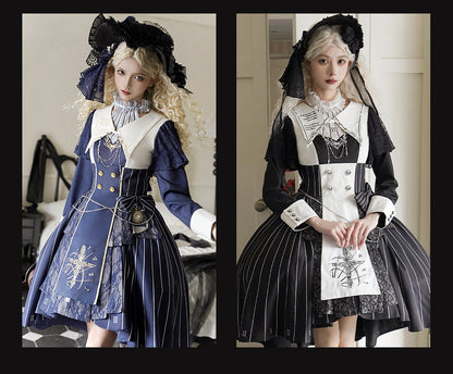 【2月26日予約締切】ゴシックエンブロイダリーストライプ懐中時計シスタードレスフルセット＋ヘッドドレス