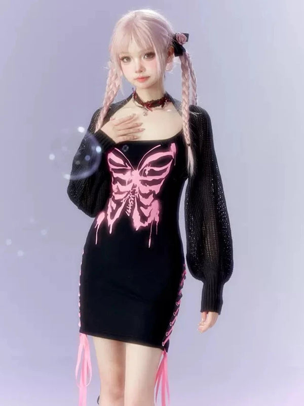 Summer Dark Mesh Short Cardigan