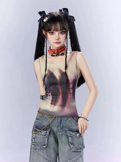 Dark Mode Summer Art Sleeveless Top