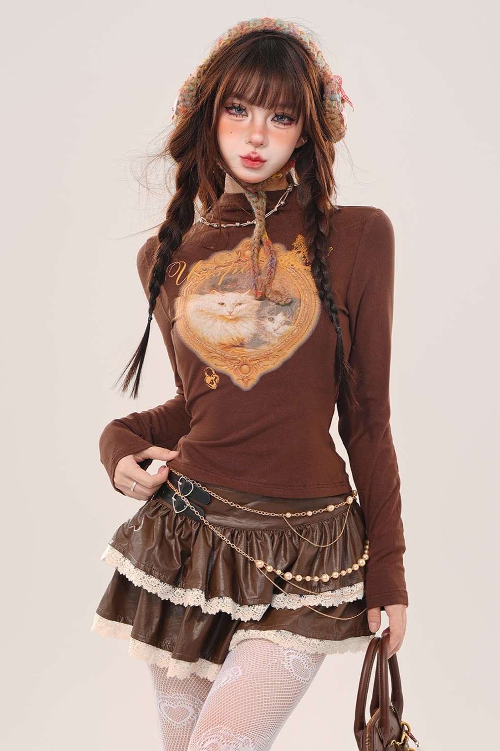 Sweet Half High Neck Long Sleeve Top