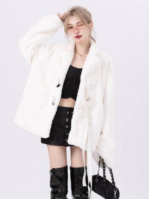 Loose short fur coat