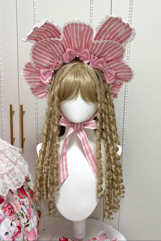 【4月29日予約締切】ストロベリーラビットシリーズうさ耳ボンネット＋アクセサリー