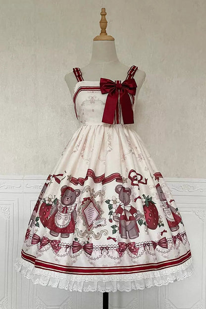 Bear Strawberry Doll Lolita Dress + Short Milk Jacket