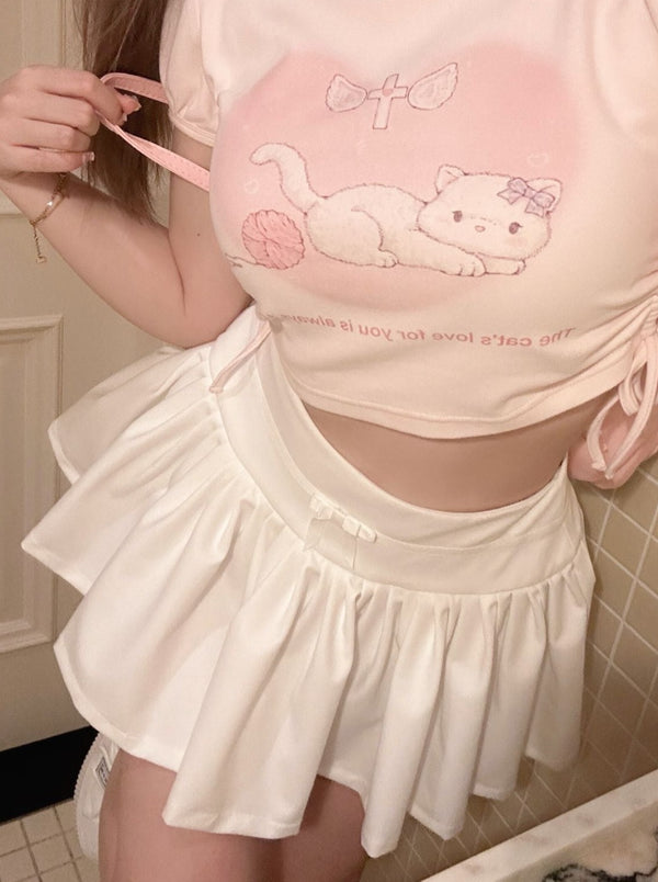 Pure White French Girly Pleated Skirt