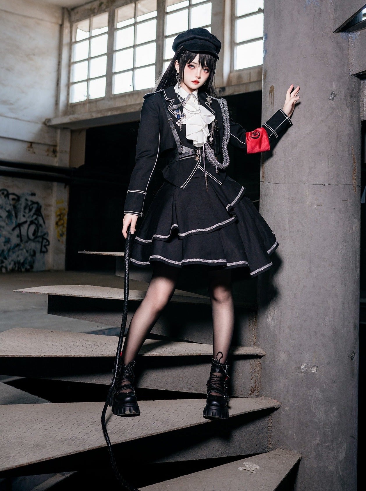 military dress black Military Lolita Gothic Dress