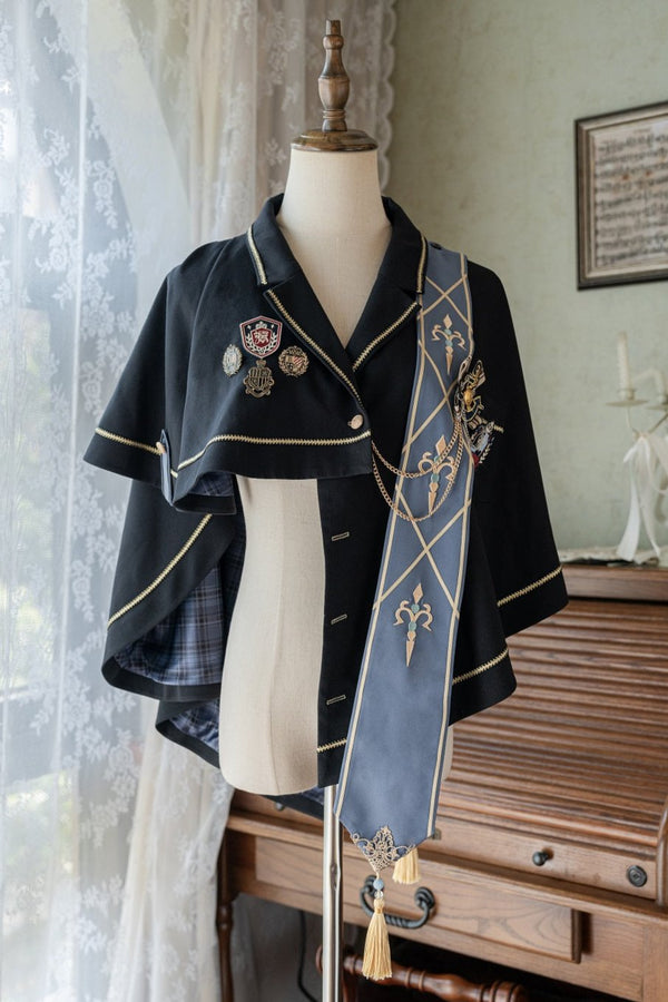 【予約商品】カレッジスタイルダークエレガントミリタリーセーラードレス＋アシメデザインマント