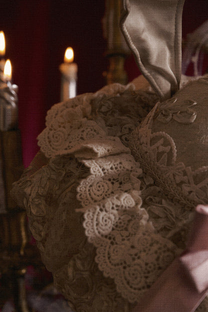 French Rococo Elegant Rabbit Ear Cap + Mesh Flat Cap + Mesh Bow Cap