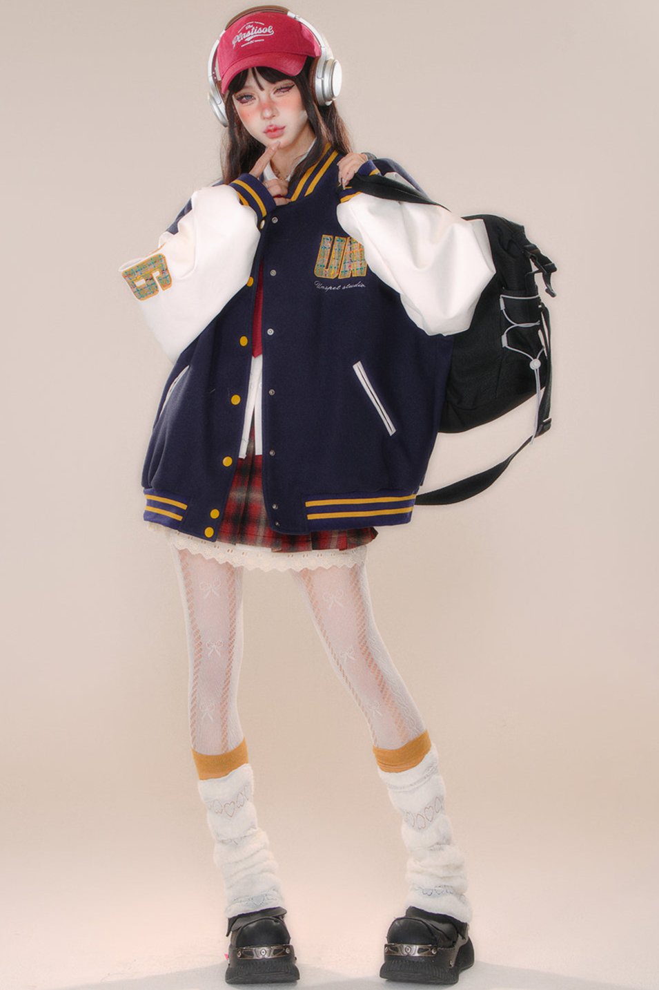 Over -size baseball club jacket