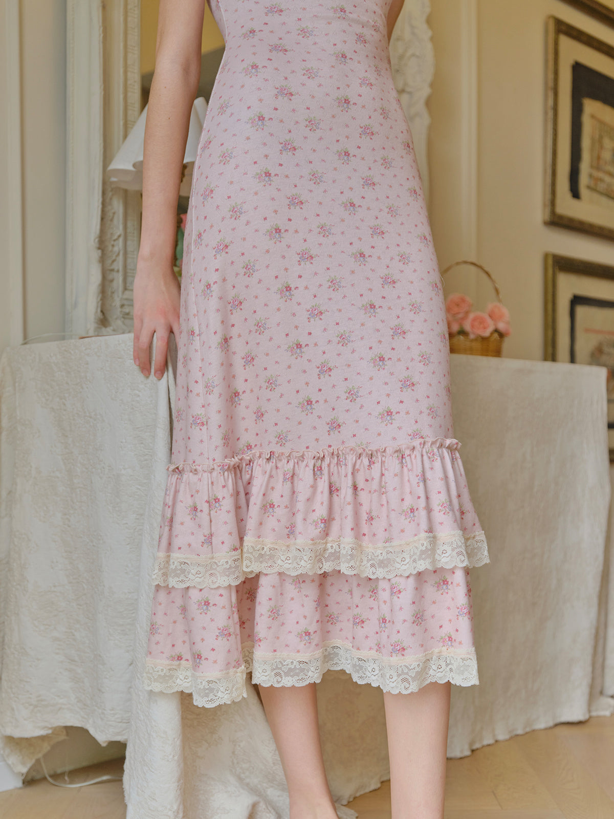 Retro Girly Sweet Flower Long Dress