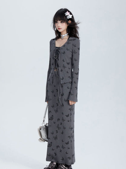 Dark Butterfly Cardigan + Skirt