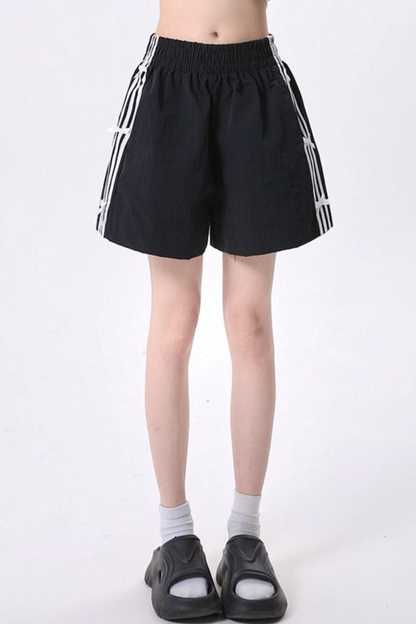 Retro Contrast Bow Wide Leg Shorts