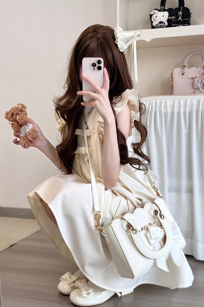 [Pre-order Deadline: October 18] Petal Edge Pearl Chain Bow Square Handbag Crossbody Bag