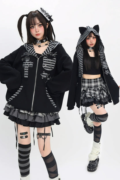 Border Hooded Cat Hooded Hoodie