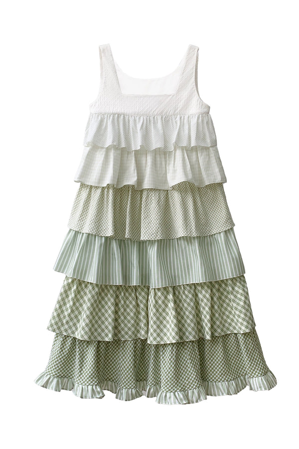 【予約商品】ティアードフリルノースリーブドレス+リボン