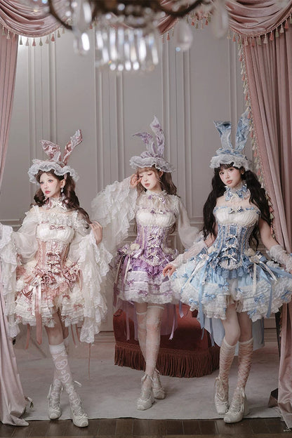 【4月8日予約締切】スウィートロリータバニーレースコルセットトップ＋姫袖シャツ＋スカート＋バルーンパンツ