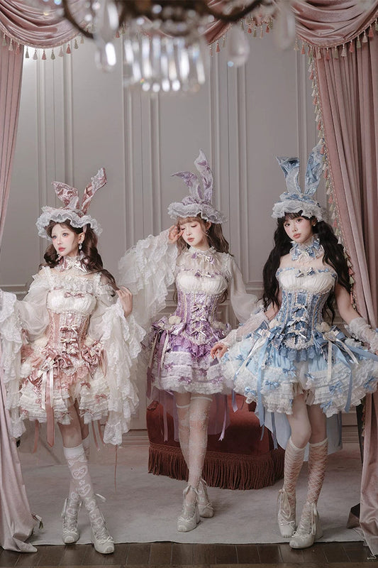 【4月8日予約締切】スウィートロリータバニーレースコルセットトップ＋姫袖シャツ＋スカート＋バルーンパンツ