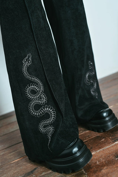 スネークデザインブーツカットパンツ