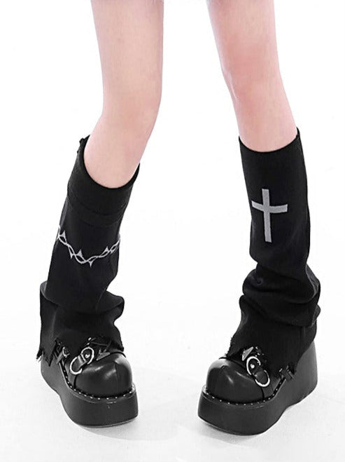 Knit Asymmetrical Design Cross Thorn Leg Warmers