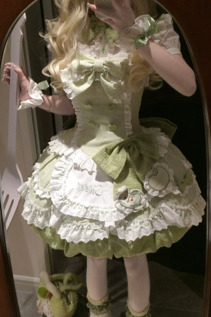 [3월 31일 예약마감] 스위트 애플 메이드 드레스 셋업 + 백 리본 트레인 + 헤어밴드