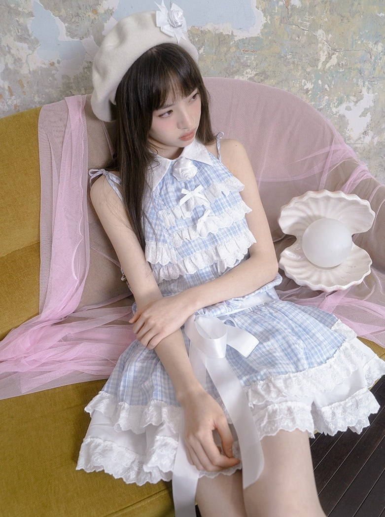 Angel Ice Blue Check Summer Dress