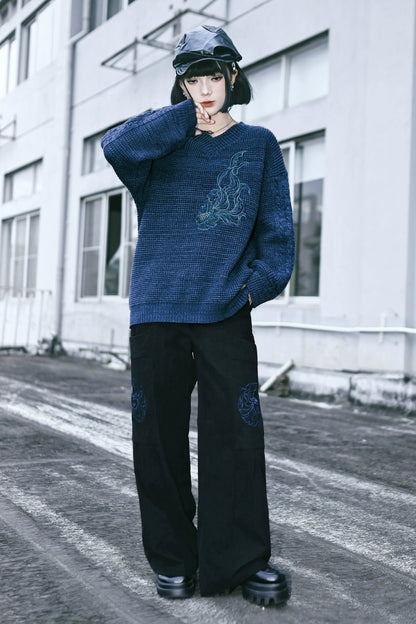 レトロコーデュロイワイドレッグパンツ