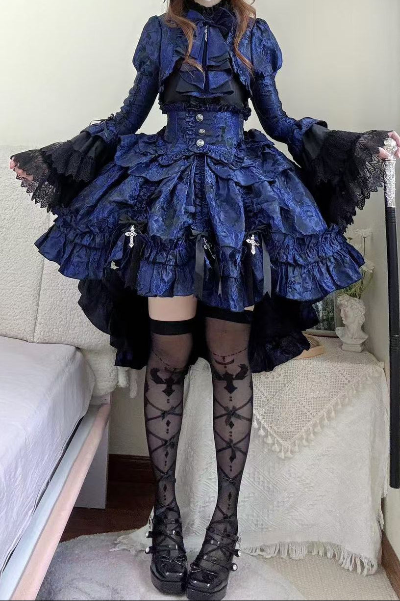 【12月6日予約締切】クロスノクターンゴシックダーク・ストライプレイヤードトップ＋クロスローズ・ストライププルアップスカート