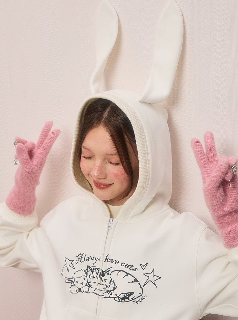 Oversized rabbit hooded parka