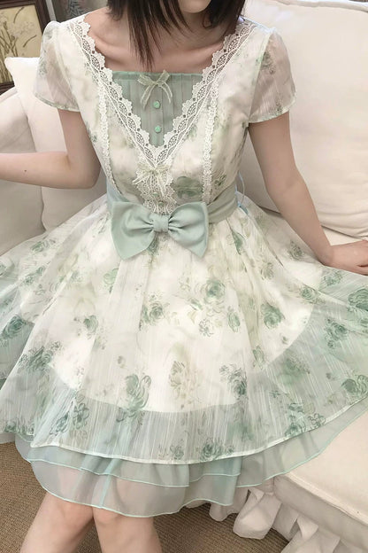 タイミアングリーンフローラルジャカードドレス