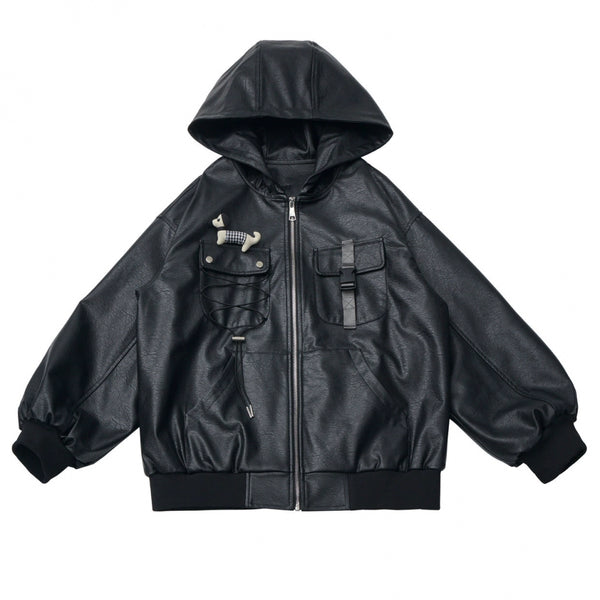 Leather jacket + shirt + long pants + sweatshirt + skirt