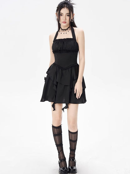 Halter neck Black Elegal Taletical Arade Dress