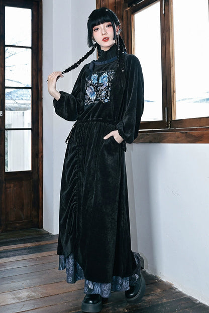 ダークチャイナパッチワークスカート