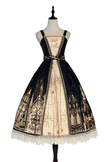 Sanctuary Gothic Print Suspender Dress