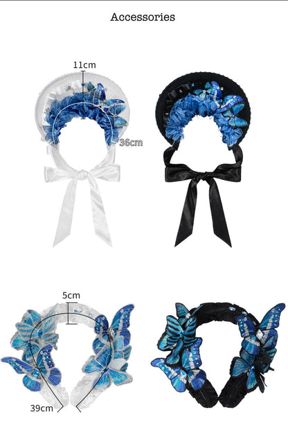 [Vorbestellschluss: 10. Monat, 14. Tag] Schwarz/Weiß Gothic-Lolita-Schmetterlingsschleifen-Serie Accessoires(Haube/Spitzen-Kopfschmuck KC/KC/4 Arten von Fotorahmen/Fotorahmen-Set)