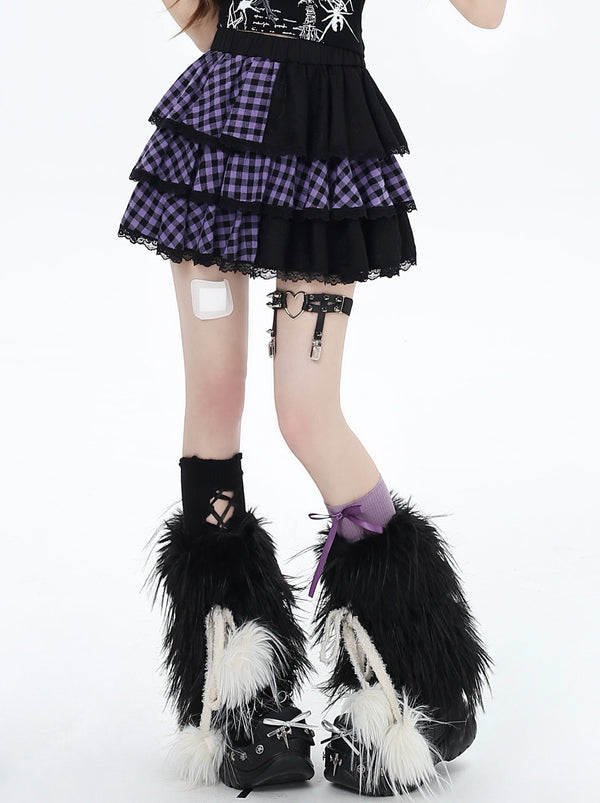 Crazy Girl Sweet Cool Subculture Check Skirt