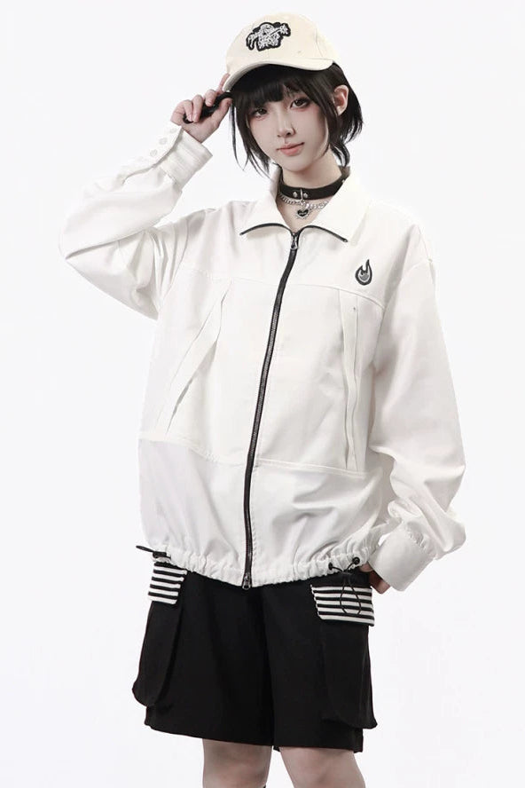 スペースプリロードジップアップジャケット+フードトップス+パンツ+レッグウォーマー+ネクタイ