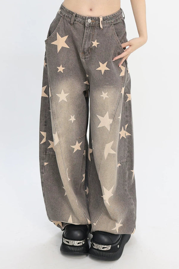 Pantalones vaqueros de pierna ancha con degradado de estrella