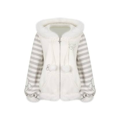 ボーダーファーフードコート+ケーキスカート