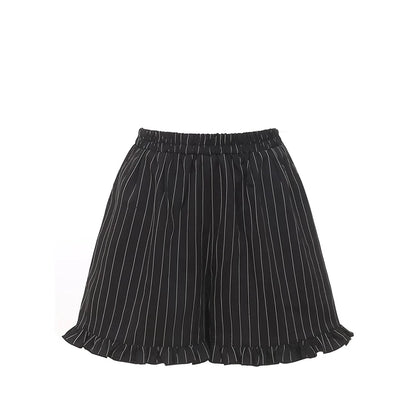 Striped Lace Dark Kawaii Dress + Shorts + Headdress