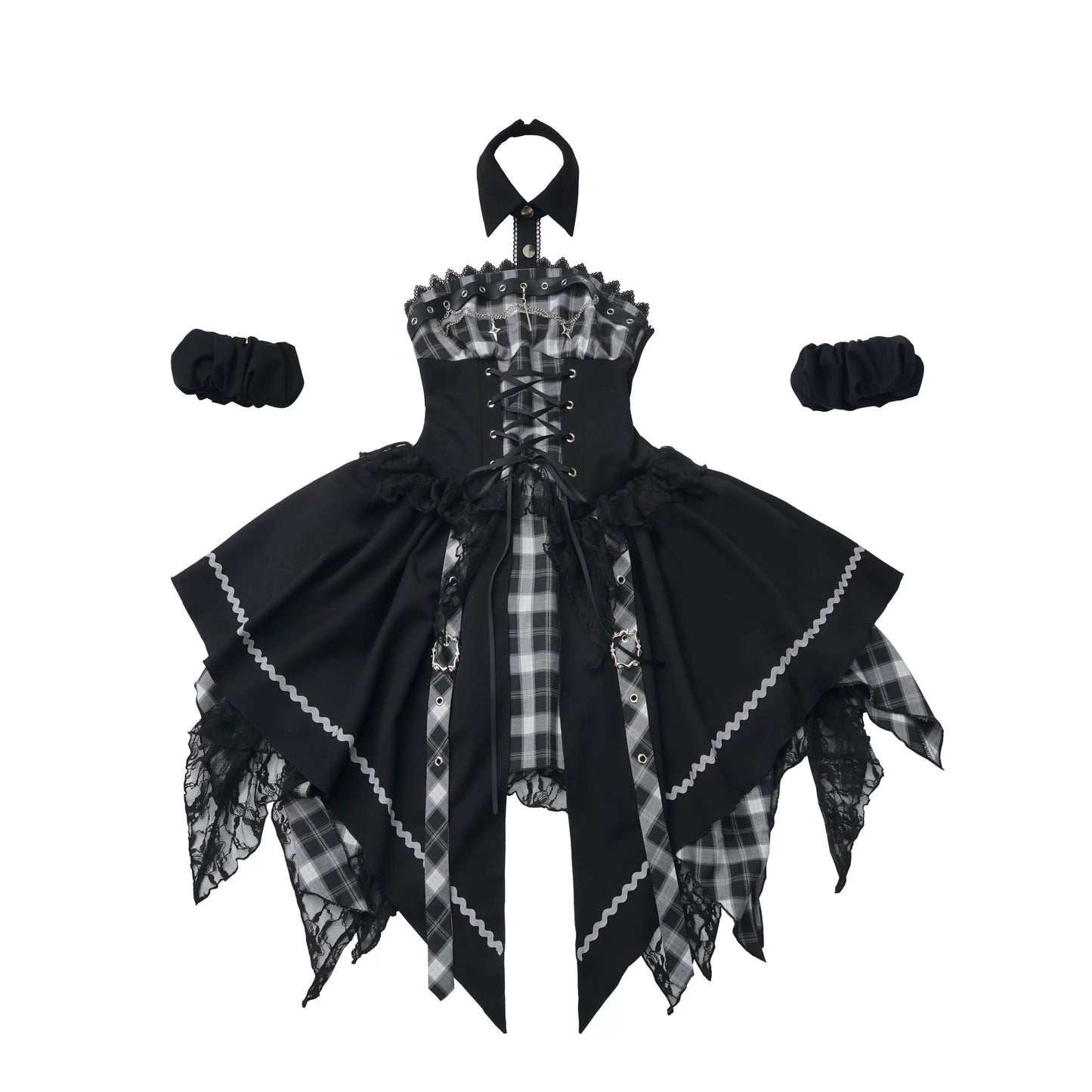 Robe punk gothique subculturelle à carreaux
