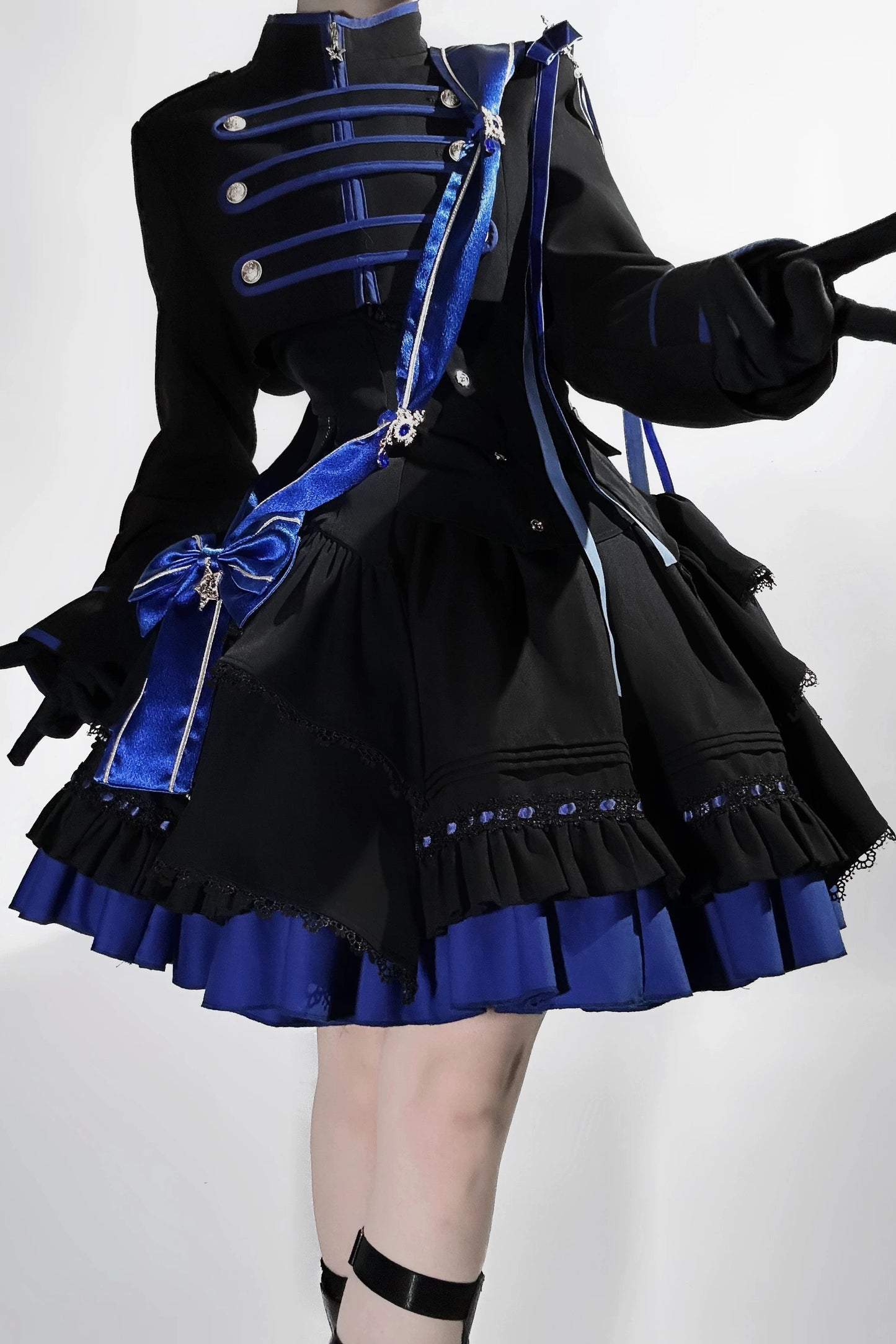 【9月13日予約締切】Black Blue Military Ruffle Lolita Series Accessories (Officer cap ・ Leg covers ・ Sash)