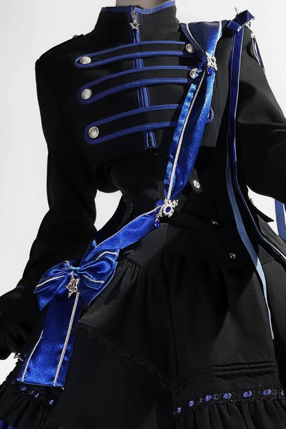 【9月13日予約締切】Black Blue Military Ruffle Lolita Series Accessories (Officer cap ・ Leg covers ・ Sash)