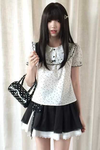 ポルカドットドールトップス+スカート