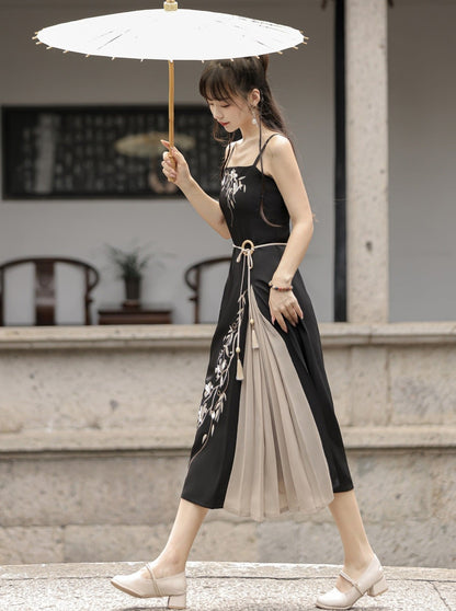 Flower china suspender dress + china outerwear