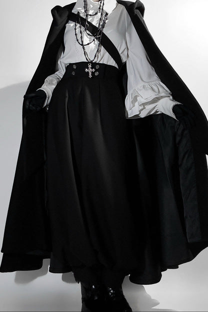 Elegant Oversized Cape Shirt and Trousers Set-Up