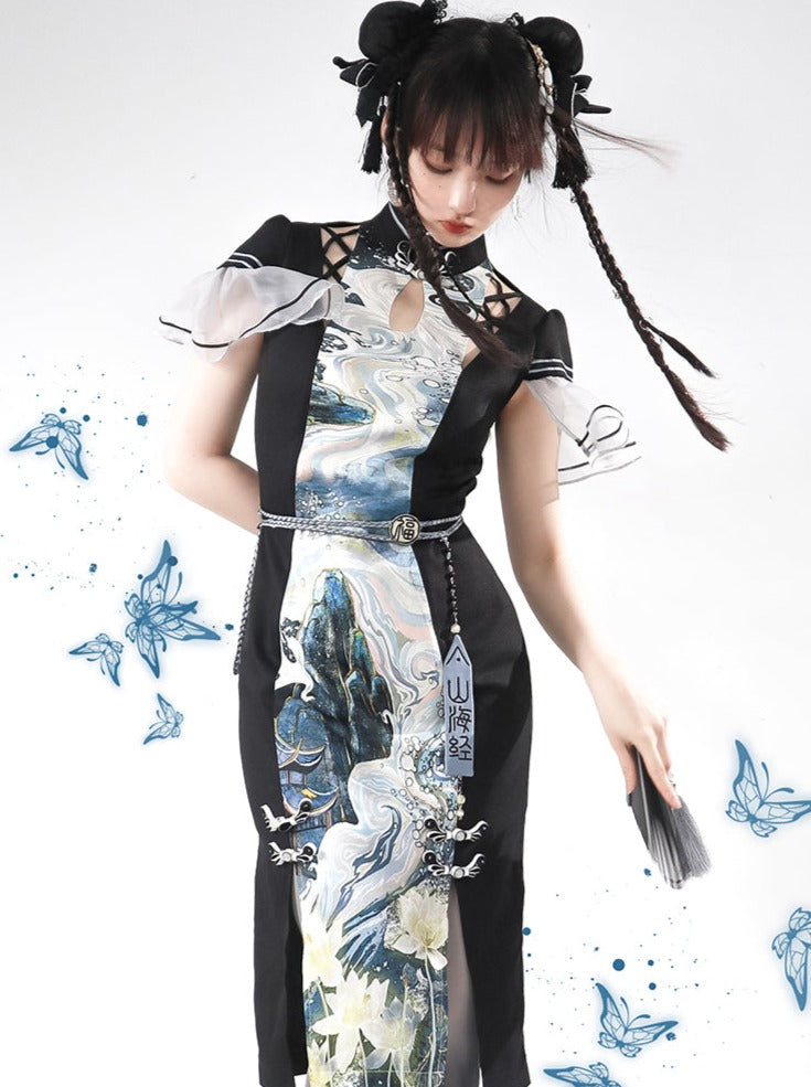 Slit Art China Dress