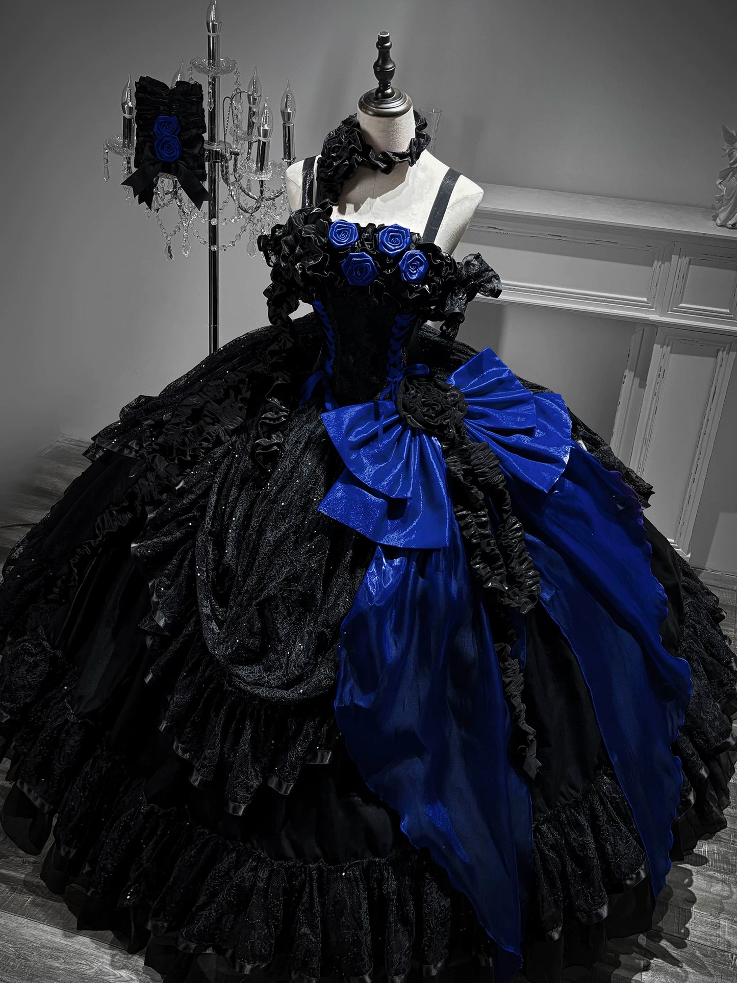 [Pre-order] Gothic Rose Wedding Lolita Gorgeous Tiered Corset JKS Dress