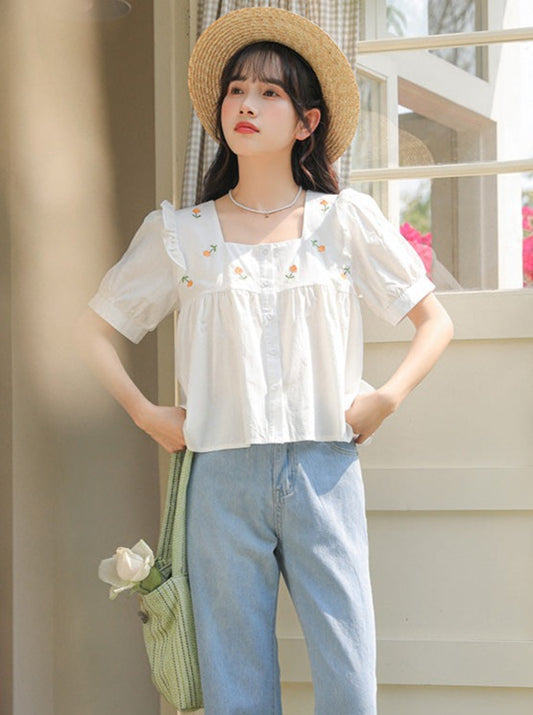 リトルスイートフラワースクエアカラートップス